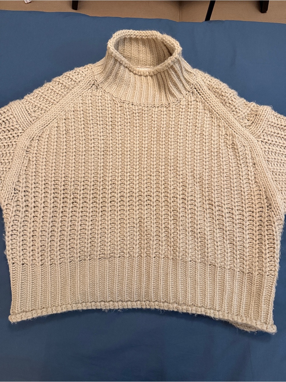 H&M Cream Ribbed Turtleneck Sweater